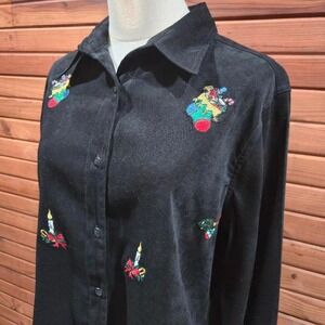 Vintage Bill Blass Womens M Velvet Christmas Button Down Shacket Goth Holiday
